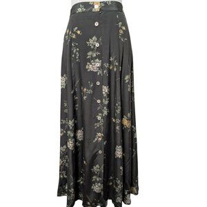 Laura Martin Womens NWT Sz S Moss Combo Floral 100% Silk Cottagecore MIdi Skirt